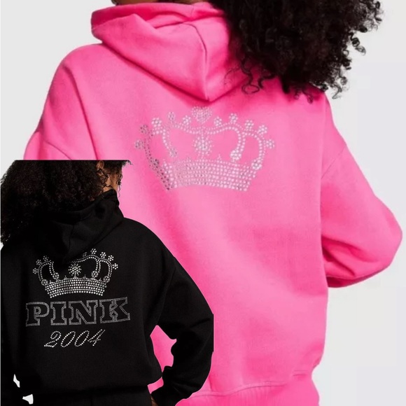 NEW VICTORIAS SECRET PINK LIMITED EDITION BLING HOODIE & SWEATPANTS 2PC SET - Picture 3 of 12